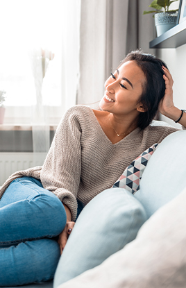 Relaxed woman on couch