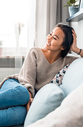 Relaxed woman on couch