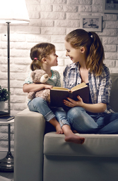 Mother and daughter reading